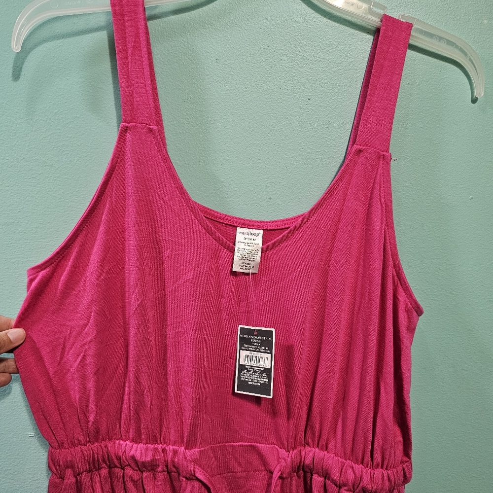 Pink Drawstring Sleevless Dress - Picture 6 of 7